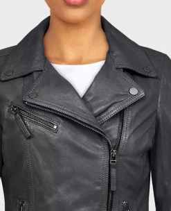 OAKWOOD Blousons^Club Metal Noir - Blouson Asymetrique Epure En Cuir Veritable