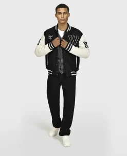 OAKWOOD Blousons^College Bi Noir - Blouson En Cuir Veritable