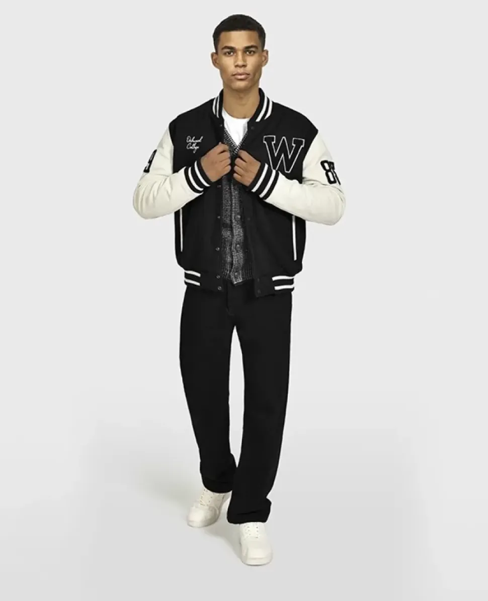 OAKWOOD Blousons^College Bi Noir - Blouson En Cuir Veritable