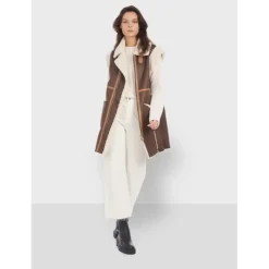 OAKWOOD Manteaux^Coulisse Marron Vieilli - Manteau Sans Manche Effet Mouton Retourne