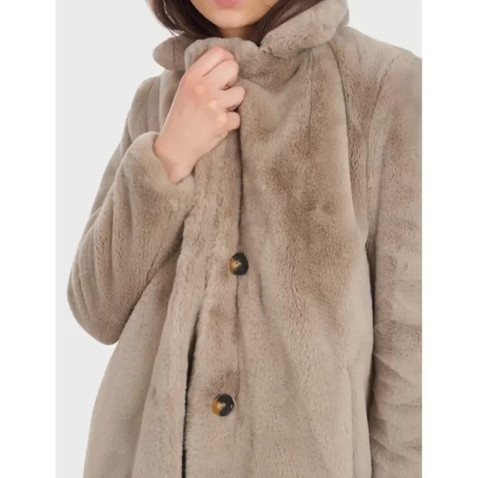 OAKWOOD Manteaux^Cyber Beige Fonce - Manteau Long En Fausse Fourrure