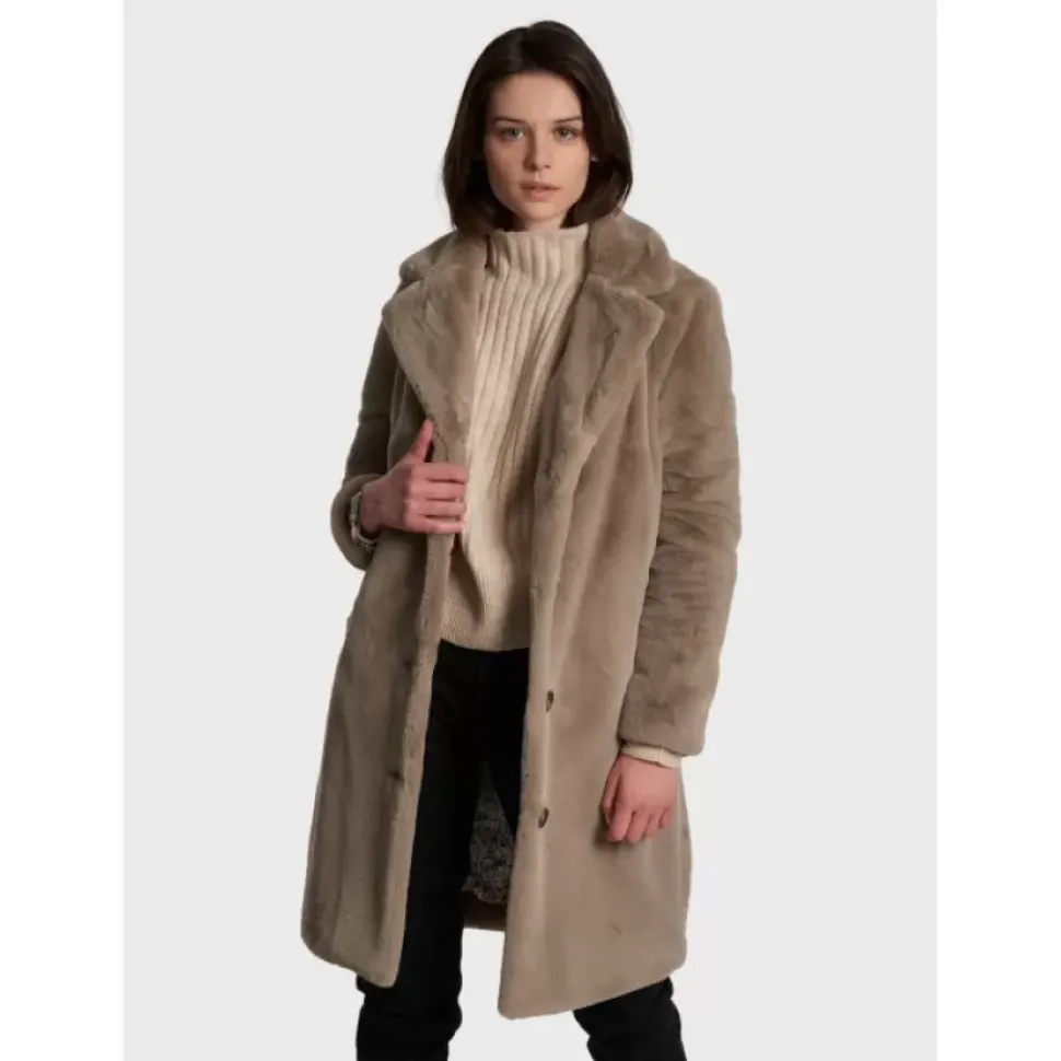 OAKWOOD Manteaux^Cyber Beige Fonce - Manteau Long En Fausse Fourrure