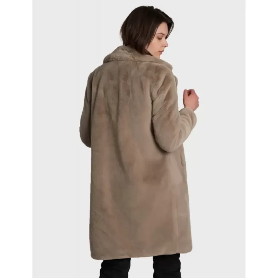 OAKWOOD Manteaux^Cyber Beige Fonce - Manteau Long En Fausse Fourrure
