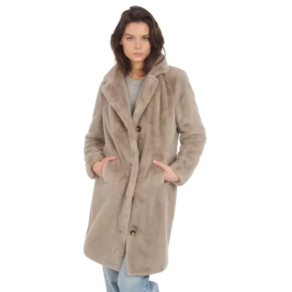 OAKWOOD Manteaux^Cyber Beige Fonce - Manteau Long En Fausse Fourrure