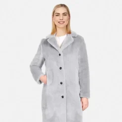OAKWOOD Manteaux^Cyber Gris Clair - Manteau Long En Fausse Fourrure