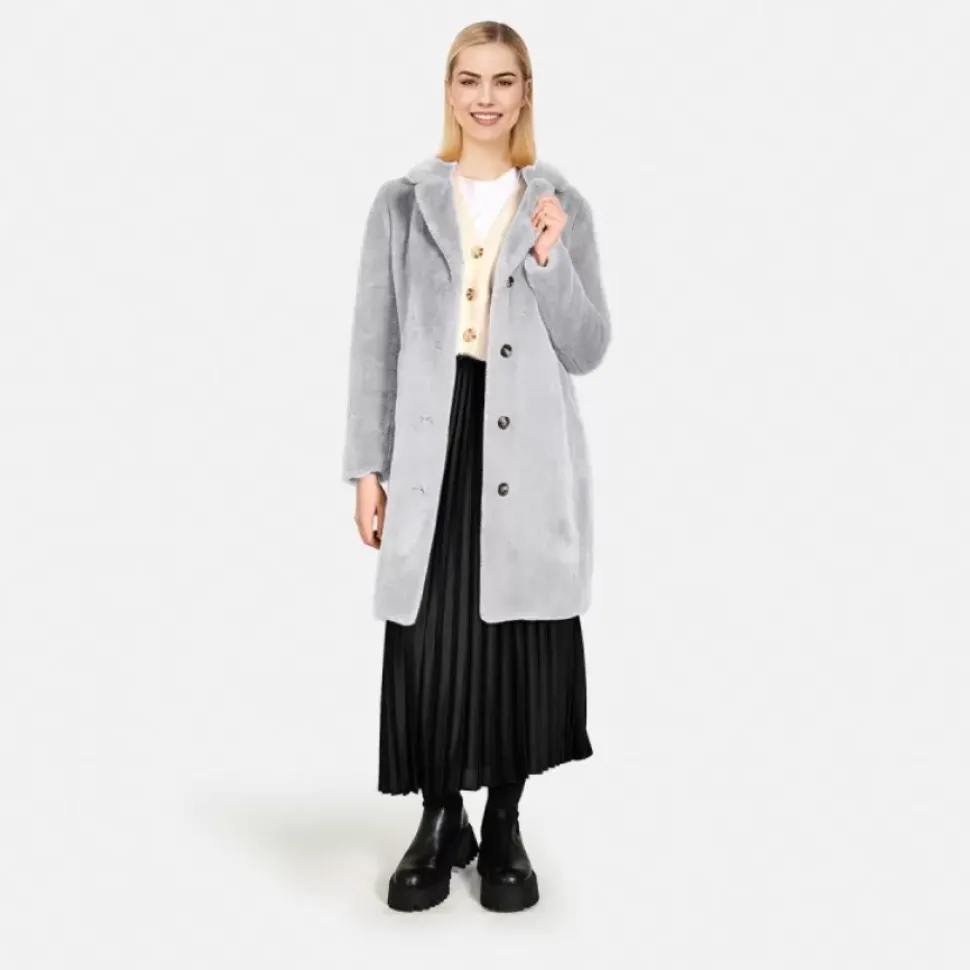 OAKWOOD Manteaux^Cyber Gris Clair - Manteau Long En Fausse Fourrure