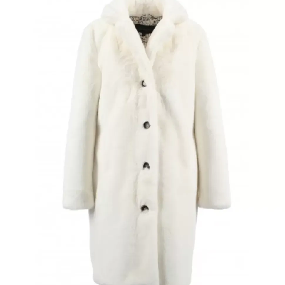 OAKWOOD Manteaux^Cyber Ivoire - Manteau Long En Fourrure Synthetique A Col Revers
