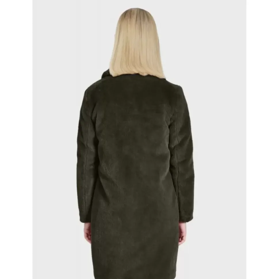 OAKWOOD Manteaux^Cyber Kaki - Manteau Long En Fourrure Synthetique A Col Revers