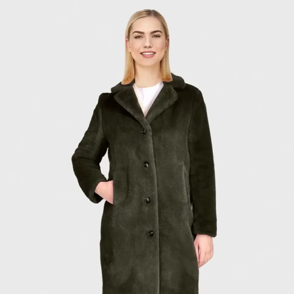OAKWOOD Manteaux^Cyber Kaki - Manteau Long En Fourrure Synthetique A Col Revers
