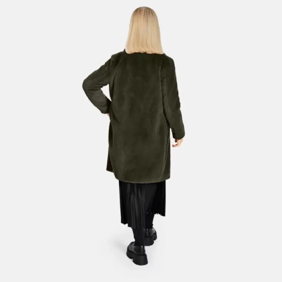 OAKWOOD Manteaux^Cyber Kaki - Manteau Long En Fourrure Synthetique A Col Revers