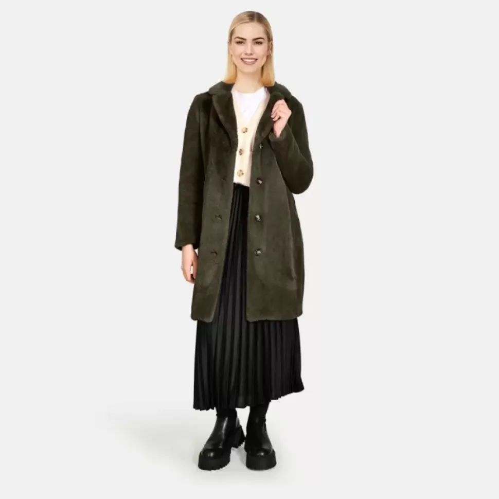 OAKWOOD Manteaux^Cyber Kaki - Manteau Long En Fourrure Synthetique A Col Revers