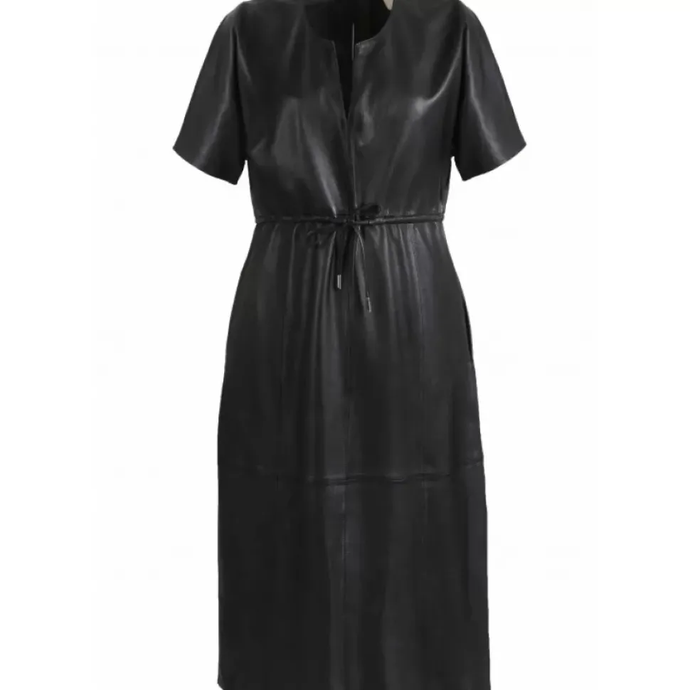 OAKWOOD Robes^Dance Noir - Robe Fourreau En Cuir Veritable
