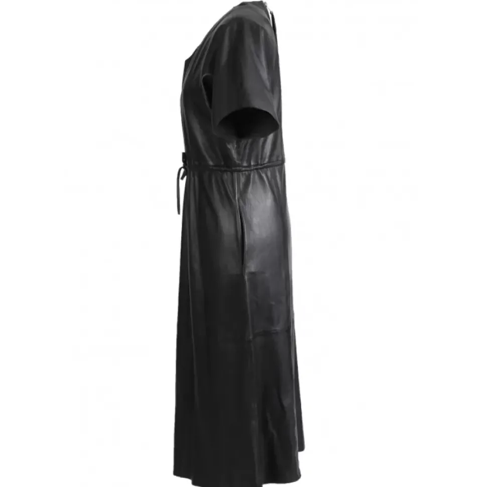 OAKWOOD Robes^Dance Noir - Robe Fourreau En Cuir Veritable