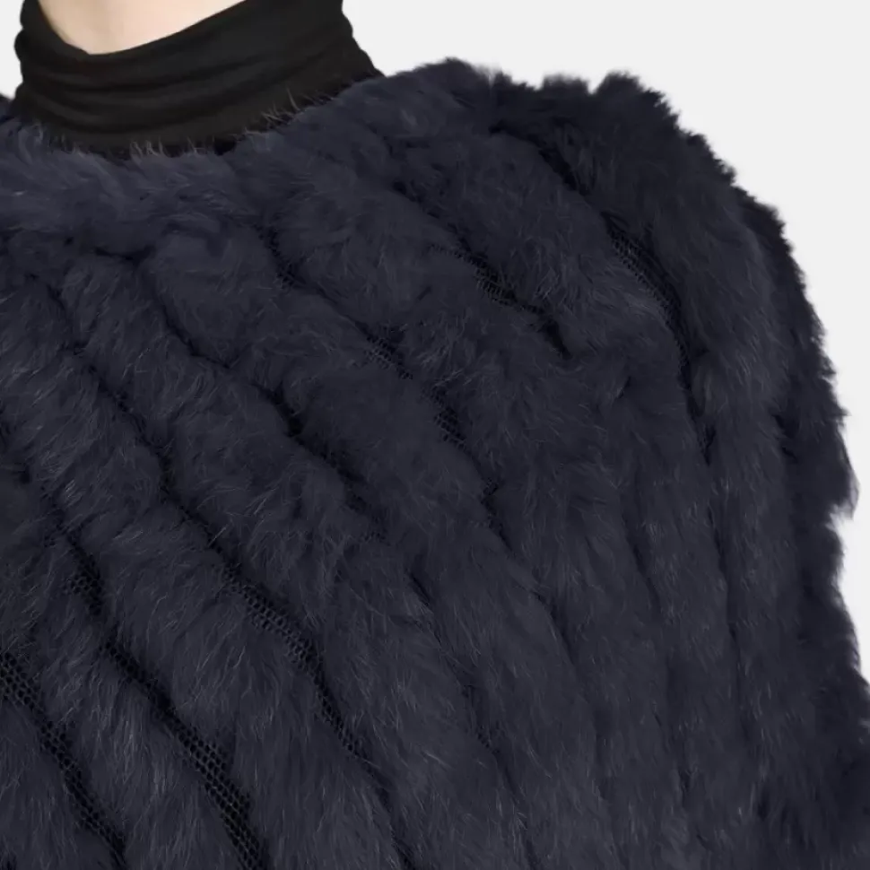 OAKWOOD Accessoires^Davos Bleu Fonce - Poncho En Fourrure Veritable