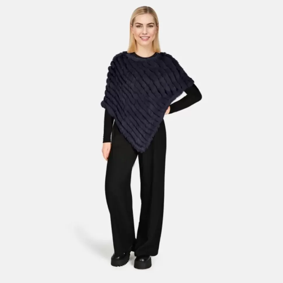 OAKWOOD Accessoires^Davos Bleu Fonce - Poncho En Fourrure Veritable