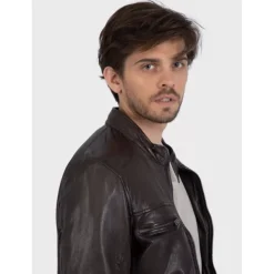 OAKWOOD Blousons^Drink Marron - Blouson En Cuir Veritable A Capuche Amovible