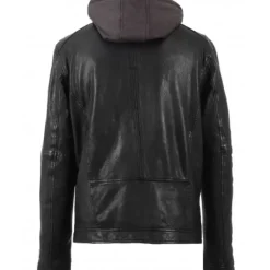 OAKWOOD Blousons^Drink Noir - Blouson En Cuir Veritable A Capuche Amovible