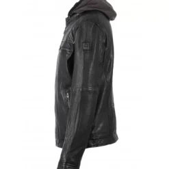OAKWOOD Blousons^Drink Noir - Blouson En Cuir Veritable A Capuche Amovible