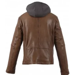 OAKWOOD Blousons^Drink Tan - Blouson En Cuir Veritable A Capuche Amovible