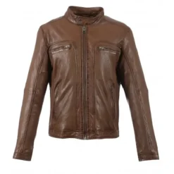 OAKWOOD Blousons^Drink Tan - Blouson En Cuir Veritable A Capuche Amovible