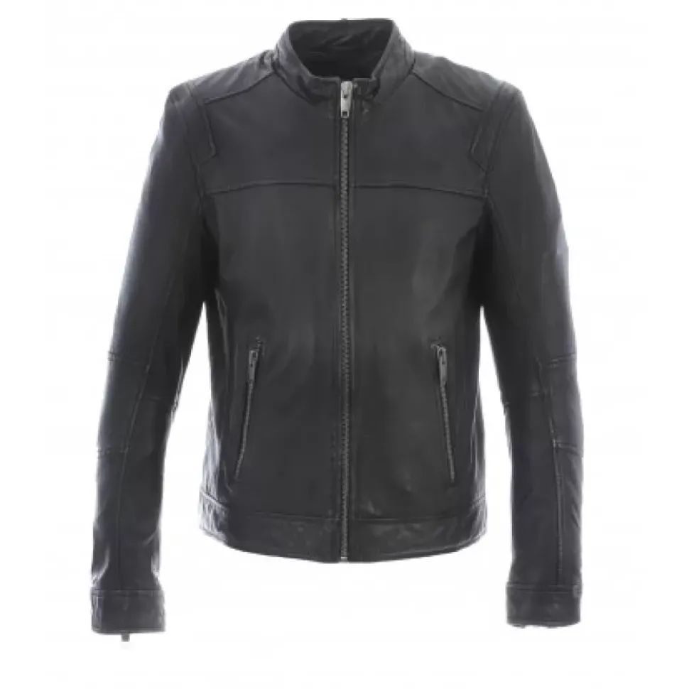 OAKWOOD Blousons^Dublin Noir - Blouson En Cuir Veritable Lisse