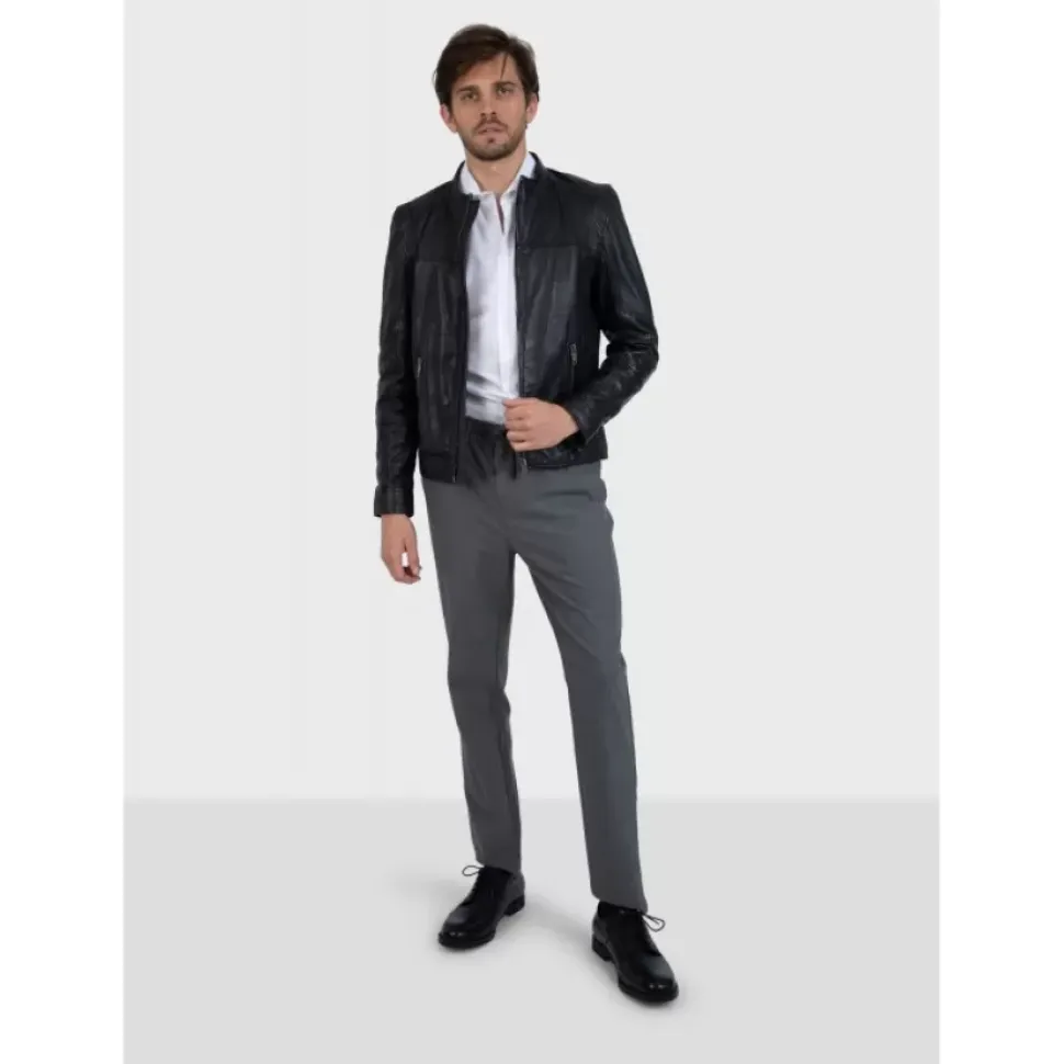 OAKWOOD Blousons^Dublin Noir - Blouson En Cuir Veritable Lisse
