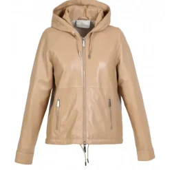 OAKWOOD Blousons^Dynamic Beige - Blouson A Capuche En Cuir Veritable