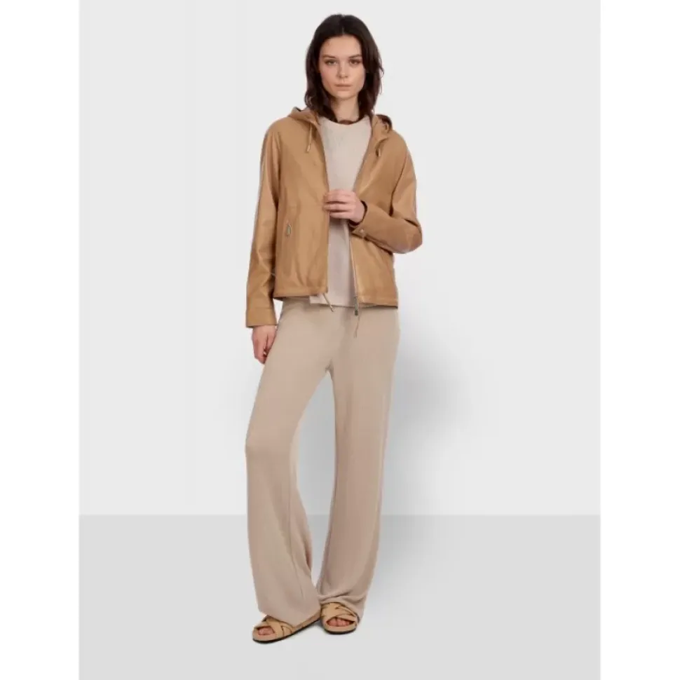OAKWOOD Blousons^Dynamic Beige - Blouson A Capuche En Cuir Veritable