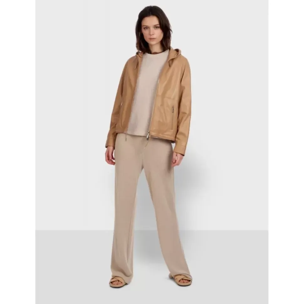 OAKWOOD Blousons^Dynamic Beige - Blouson A Capuche En Cuir Veritable
