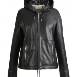 OAKWOOD Blousons^Dynamic Noir - Blouson A Capuche En Cuir Veritable