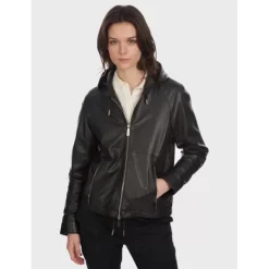 OAKWOOD Blousons^Dynamic Noir - Blouson A Capuche En Cuir Veritable