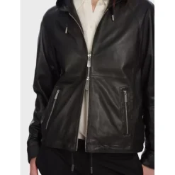 OAKWOOD Blousons^Dynamic Noir - Blouson A Capuche En Cuir Veritable