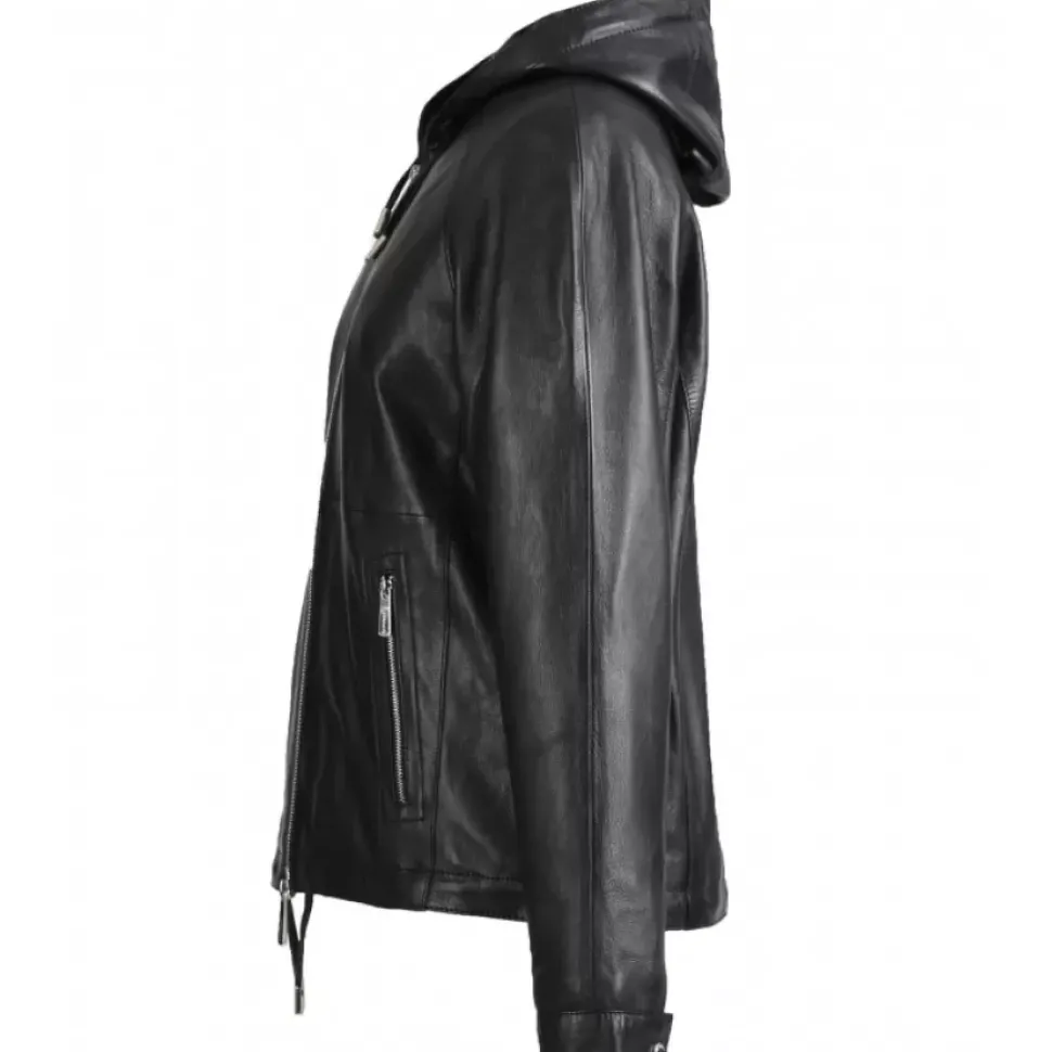 OAKWOOD Blousons^Dynamic Noir - Blouson A Capuche En Cuir Veritable