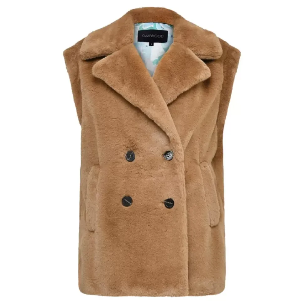 OAKWOOD Gilets^Edit Noisette - Gilet Sans Manche Fausse Fourrure
