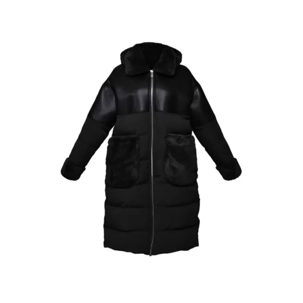 OAKWOOD Manteaux^Ella Noir - Manteau Long En Fausse Fourrure / Nylon