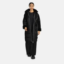 OAKWOOD Manteaux^Ella Noir - Manteau Long En Fausse Fourrure / Nylon