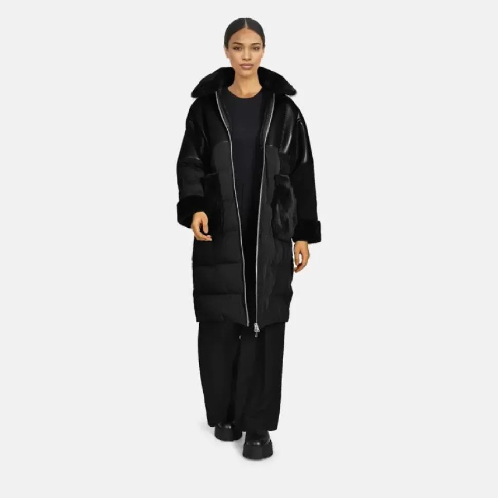 OAKWOOD Manteaux^Ella Noir - Manteau Long En Fausse Fourrure / Nylon