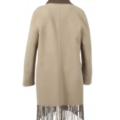 OAKWOOD Manteaux^Fabienne Bi Kaki Fonce - Manteau En Laine Mi-Long Reversible Et A Franges