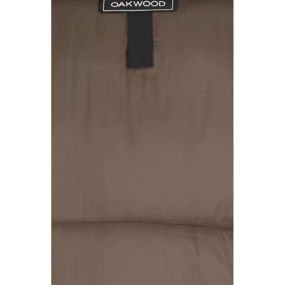 OAKWOOD Doudounes^Fancy Kaki Fonce - Doudoune Mi-Longue En Cuir Veritable Avec Capuches Amovibles