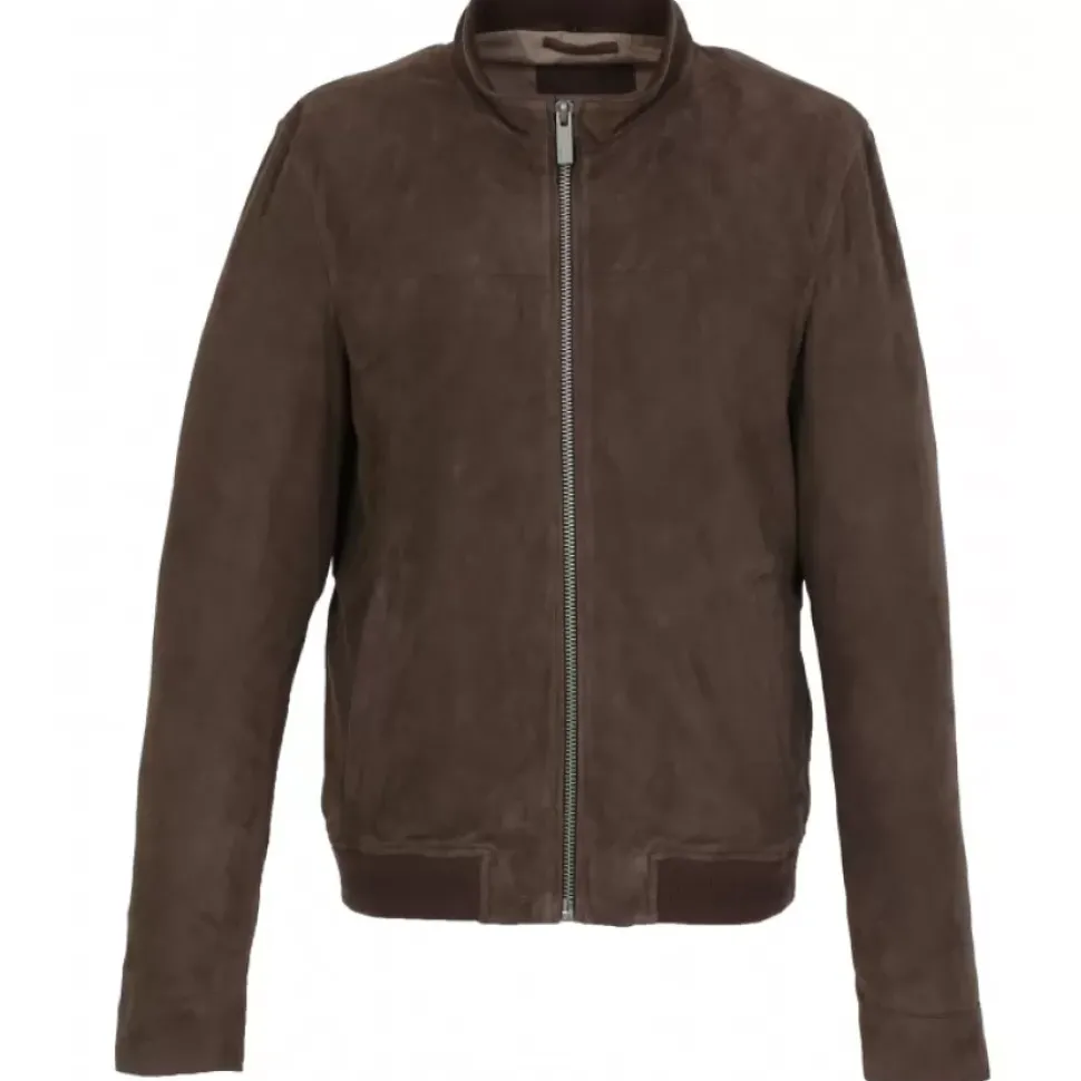 OAKWOOD Blousons^Filip Marron - Blouson Epure En Cuir Veritable De Chevre Velours