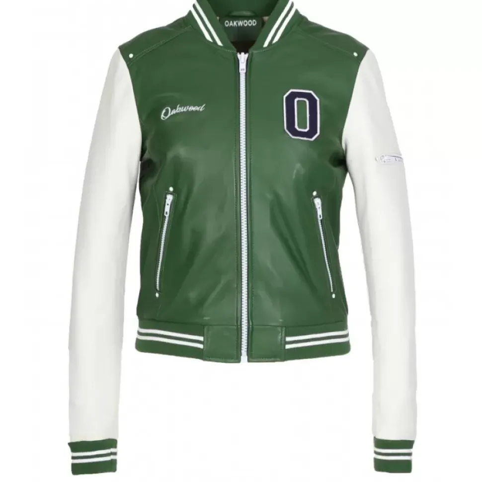 OAKWOOD Blousons^Flirt Bi Emeraude- Blouson Teddy Bi-Color En Cuir Veritable