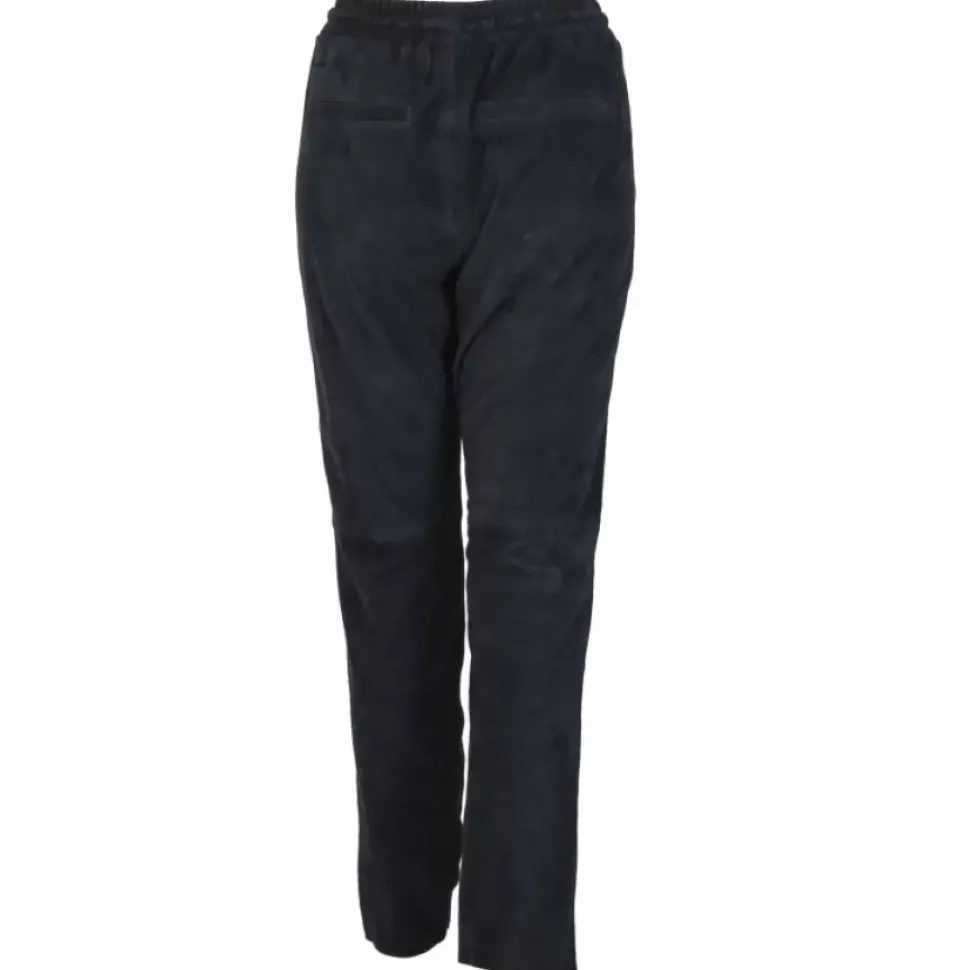 OAKWOOD Pantalons^Gift Bleu Marine - Pantalon Jogpant Cuir Veritable Chevre Velours