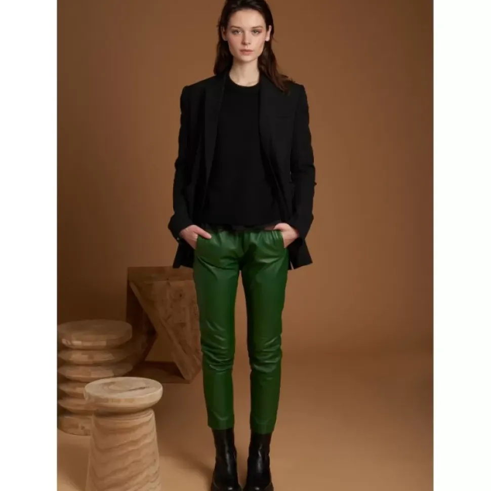 OAKWOOD Pantalons^Gift Emeraude - Pantalon Jogpant Cuir Veritable
