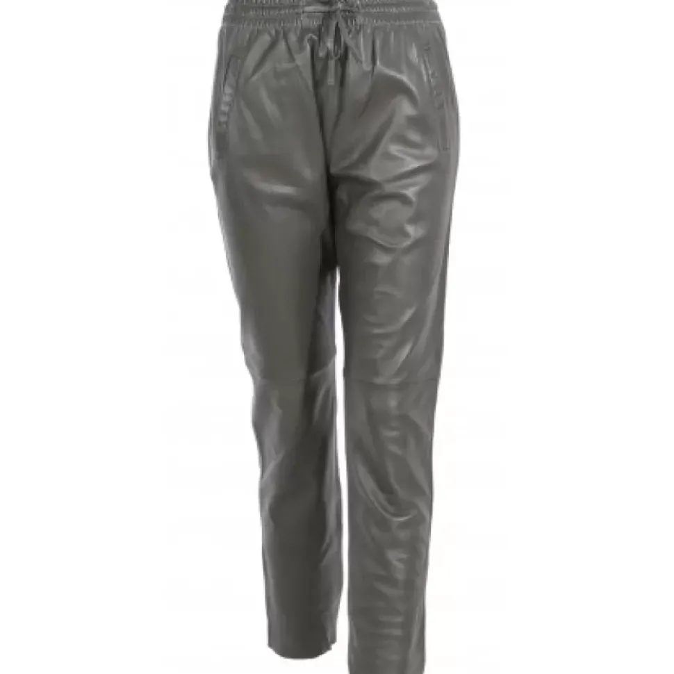 OAKWOOD Pantalons^Gift Kaki Fonce - Pantalon Jogpant Cuir Veritable