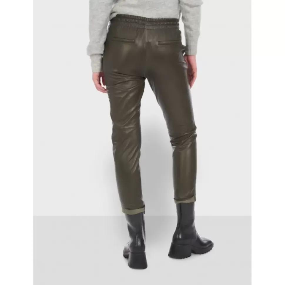 OAKWOOD Pantalons^Gift Kaki Fonce - Pantalon Jogpant Cuir Veritable