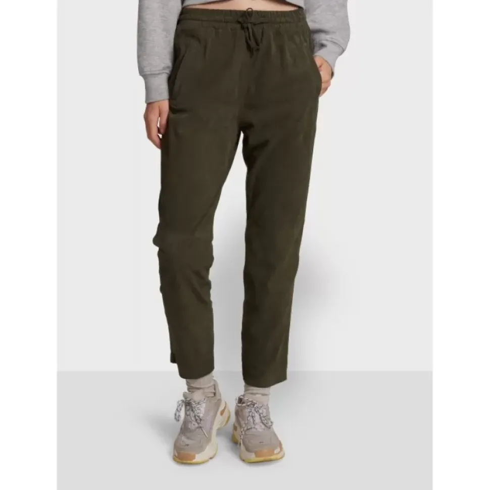 OAKWOOD Pantalons^Gift Kaki Fonce- Pantalon Jogpant Cuir Veritable Chevre Velours