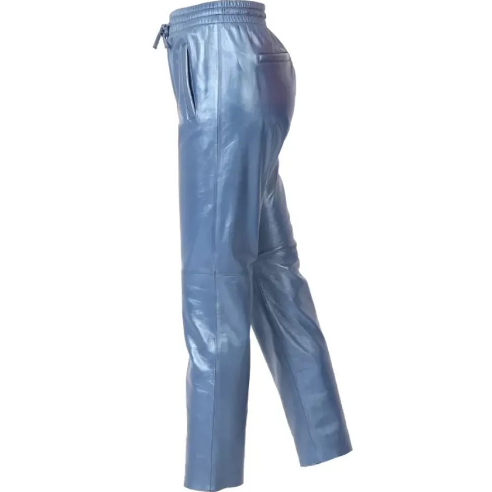 OAKWOOD Pantalons^Gift Metal Cobalt - Pantalon Jogpant Cuir Veritable