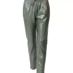 OAKWOOD Pantalons^Gift Metal Vert Fonce - Pantalon Jogpant Cuir Veritable