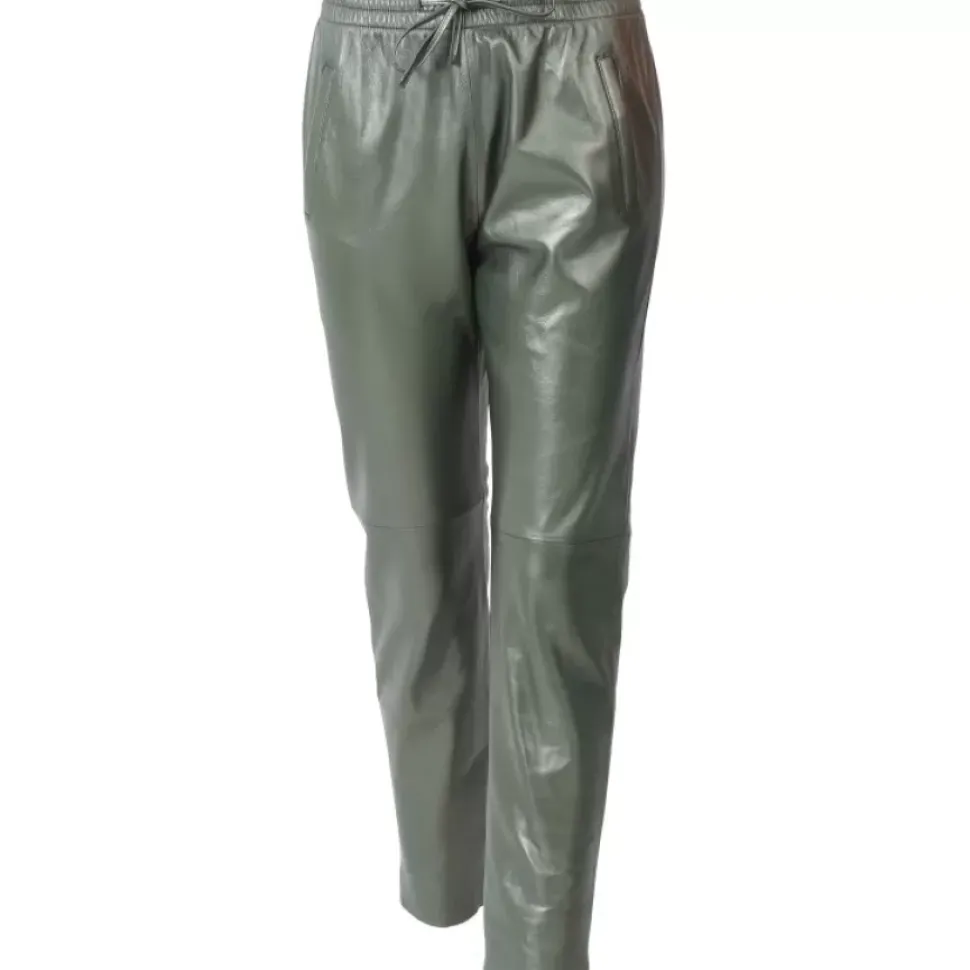 OAKWOOD Pantalons^Gift Metal Vert Fonce - Pantalon Jogpant Cuir Veritable