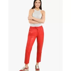 OAKWOOD Pantalons^Gift Rouge Fonce - Pantalon Jogpant Cuir Veritable
